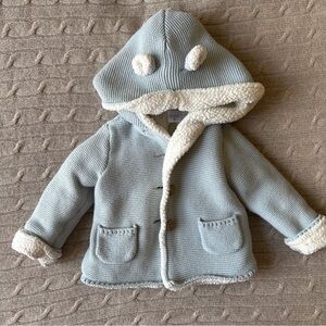 EUC Carter’s Unisex Baby Bear Sherpa Hoodie, Light Blue, 18 Months